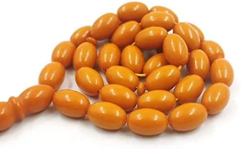 Miniatura 4 de Tasbih - Rosario musulmán de resina naranja con accesorios de piedra de ónix, pulsera de pavo, cuentas de oración islámica