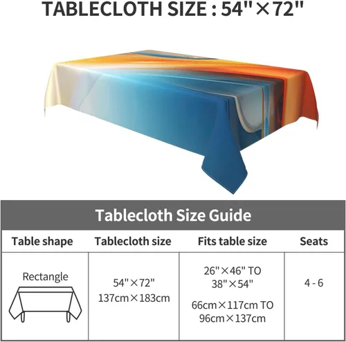 Miniatura 8 de Mantel rectangular moderno con diseño de arte fluido, naranja, azul, degradado, poliéster, impermeable, reutilizable, patrón abstracto de ondas