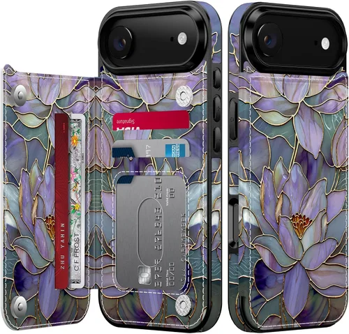 Miniatura 104 de FUNMIKO Funda tipo cartera para iPhone 13 con tarjetero, bloqueo RFID, protección de grado militar y obras de arte impresas con rayos UV, cierre