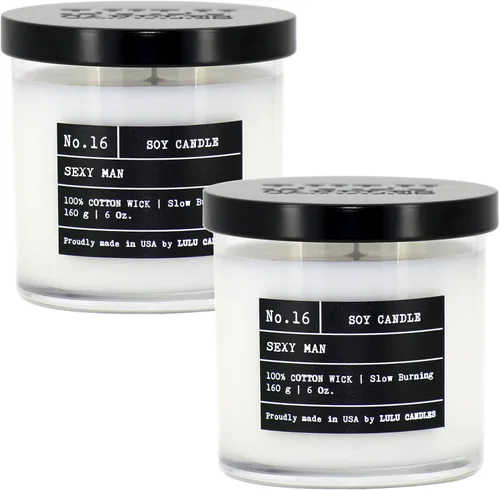 Lulu Candles Sexy Man | Vela perfumada de lujo en tarro de soja | Vertida a mano en los Estados Unidos | Altamente perfumada y duradera (6 onzas, 2