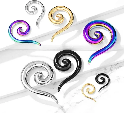 Miniatura 4 de Covet Jewelry 316L - Cónico espiral de acero quirúrgico