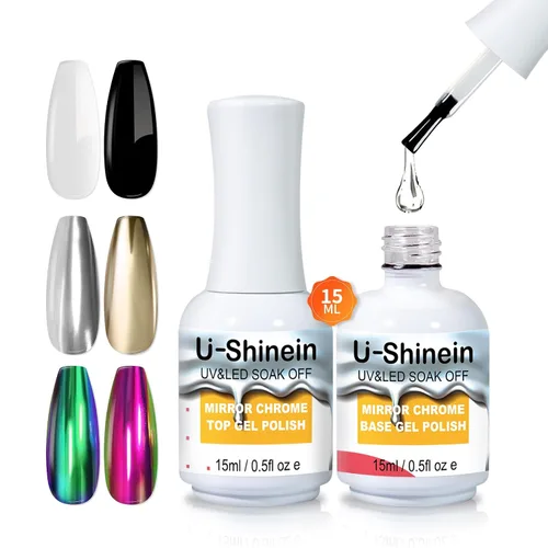 Miniatura 9 de Capa base de 0.5 fl oz para gel de pintura metálica, esmalte base sin limpiar para polvo de uñas cromado, gel de uñas de espejo, fácil de hacer