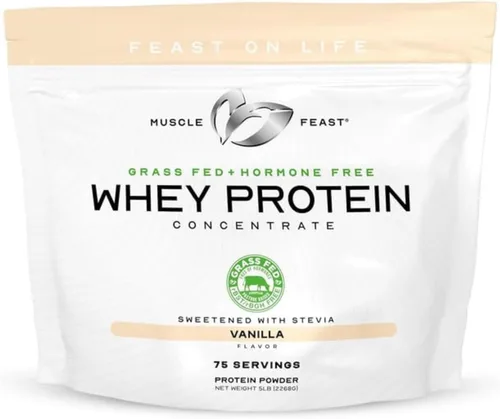 Miniatura 13 de Muscle Feast Concentrado de proteína de suero de leche alimentada con pasto, totalmente natural sin hormonas, pasto criado, chocolate, 5 libras