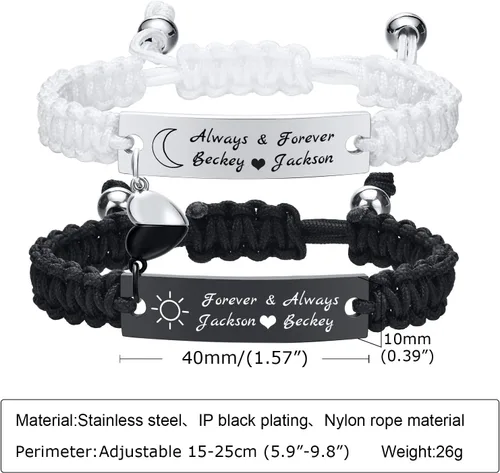 Miniatura 7 de MEALGUET Pulsera personalizada para él pulsera trenzada hecha a mano con nombre grabado, regalo para novio, marido, papá, regalo personalizado