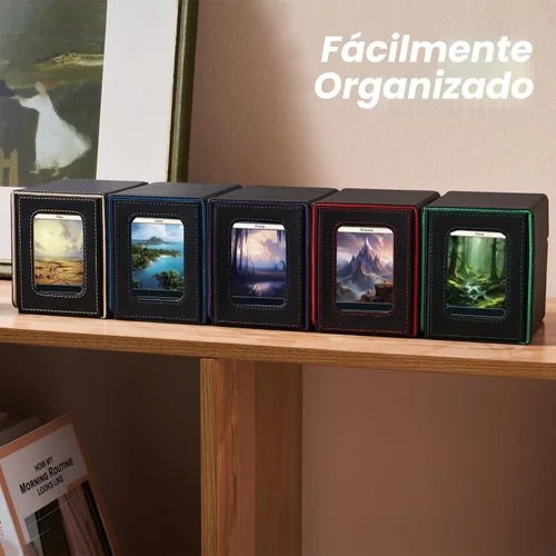 Miniatura 4 de Mage Tech Caja de cartas para MTG Commander, diseño patentado, pantalla Commander, se adapta a 100 tarjetas de doble manga, ladrillo de tarjetas