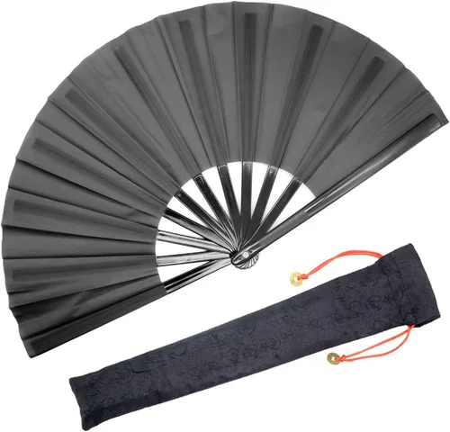 OMyTea Ventilador grande para baile de línea - Ventilador de mano plegable con botas en el suelo - Ventilador de mano plegable chino de Tai Chi Kung