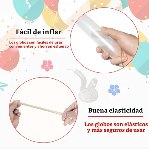 Miniatura 4 de Globos largos transparentes para animales, 260 globos gruesos de látex delgado para modelado de arco, payaso mágico, decoración de cumpleaños, boda