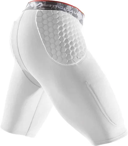 McDavid - Pantalones cortos de compresión para hombre, faja acolchada para fútbol, 3 almohadillas HEX, protección para caderas y coxis con bolsillo