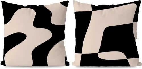 Miniatura 21 de KEUSPI Fundas de almohada decorativas negras y beige, juego de 4 fundas de almohada negras para sofá, decoración del hogar, estilo boho moderno