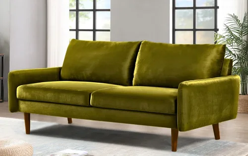 Miniatura 7 de Container Furniture Direct Kent - Sofá de terciopelo para salas de estar modernas y espacios compactos, cómodo sofá de 3 plazas, muebles de estudio
