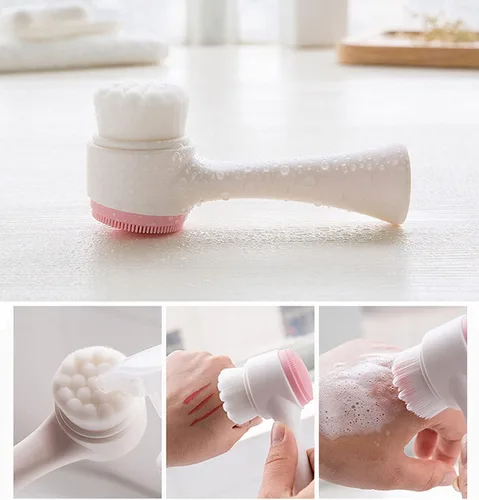 Miniatura 4 de Cepillo facial 2 en 1 para limpieza y exfoliación, cepillo limpiador facial, cepillo de limpieza facial suave de doble cara, cepillo de limpieza