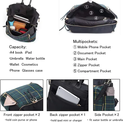 Miniatura 3 de zhongningyifeng Mochila impermeable para mujer, ligera, a la moda, casual, de viaje, bolsa de hombro