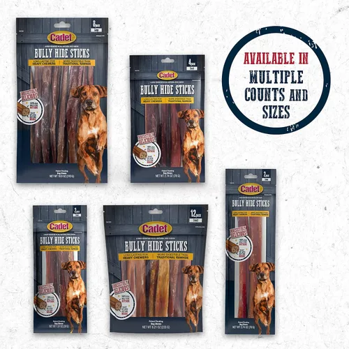 Miniatura 9 de Cadet Nervio de toro para perros grandes, 100% pizzle de res natural, masticables de ingredientes limitados y larga duración para perros que muerden
