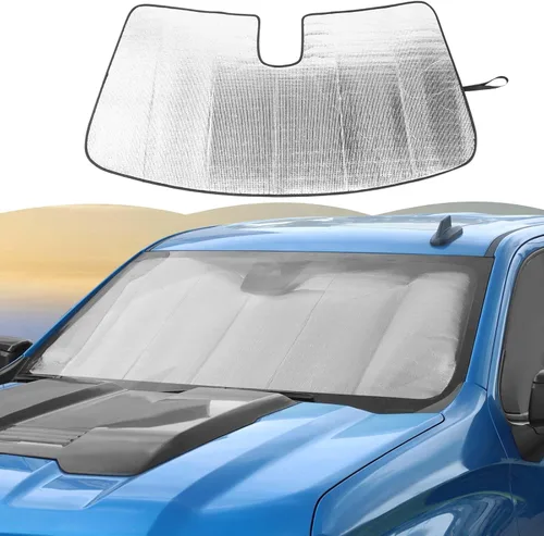 Miniatura 8 de RT-TCZ Parasol para parabrisas, protector térmico para ventana, parasol para GMC Sierra 2014, 2015, 2016, 2017, para Chevy Silverado 2014-2017