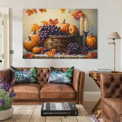 Miniatura 3 de Arte De Pared De Calabaza, Lienzo De Otoño, Cocina, Comedor, Decoración De Pared, Pintura De Hojas De Arce, Cosecha De Acción De Gracias Wall Art