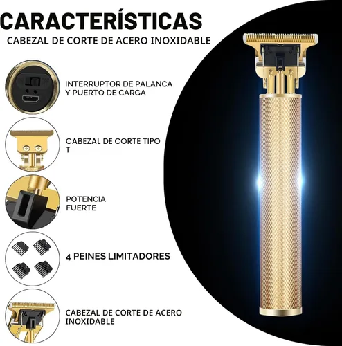 Miniatura 6 de Cortadora de barba y pelo inalámbrica premium para hombres, kit de aseo profesional recargable con hoja en T sin huecos, 4 peines ajustables, regalo