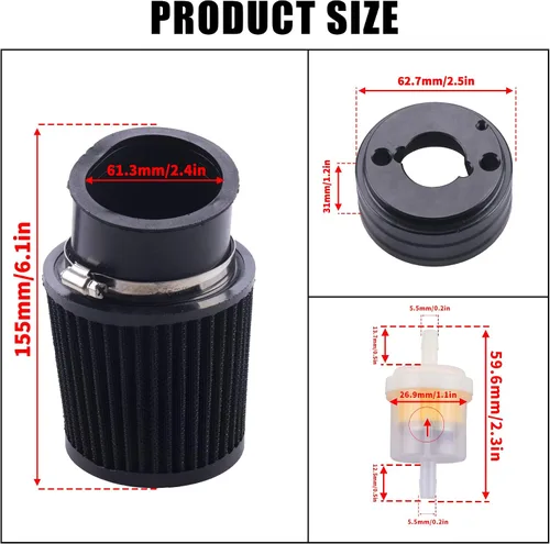 Miniatura 4 de Kit de Adaptador de Filtro de Aire de Carburador Mejorado de Alto Rendimiento con Bujía de Admisión Compatible con Predator 212cc 6.5 Hp Honda Gx160
