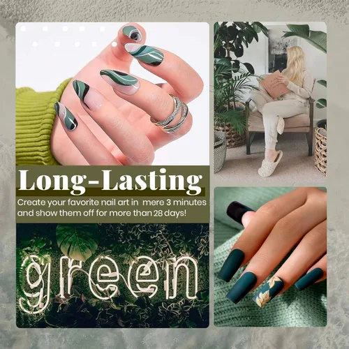 Miniatura 6 de Beetles - Juego de esmaltes de uñas en gel, 6 colores, verde, verde oscuro, gris, azul, azul bebé, brumoso, semipermanente, necesita lámpara UV