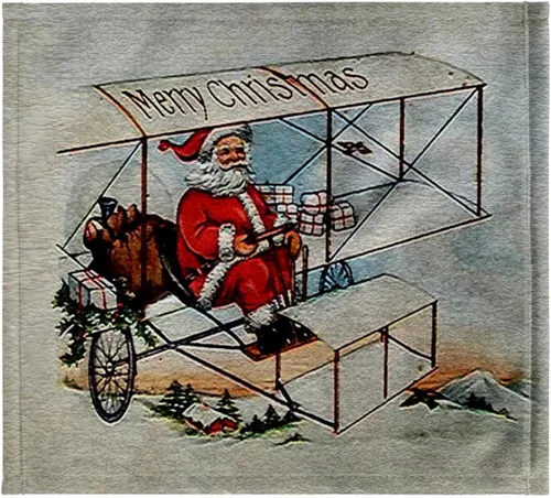 3dRose Paño de lavado de 11 x 12 pulgadas para cara y cuerpo – Feliz Navidad Santa volando una caja vintage cometa avión imagen vintage diseños de