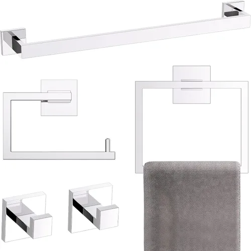 YACVCL Juego de 5 piezas de accesorios de hardware para baño 60 cm Barra de toalla Kit moderno de toallero Acero inoxidable montado en la pared