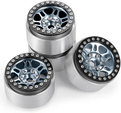 Miniatura 4 de AXSPEED Cubos de rueda de metal Beadlock de 1.9 pulgadas para TRX4 Axial Scx10 1/10 RC Car, paquete de 4 (titanio y negro)