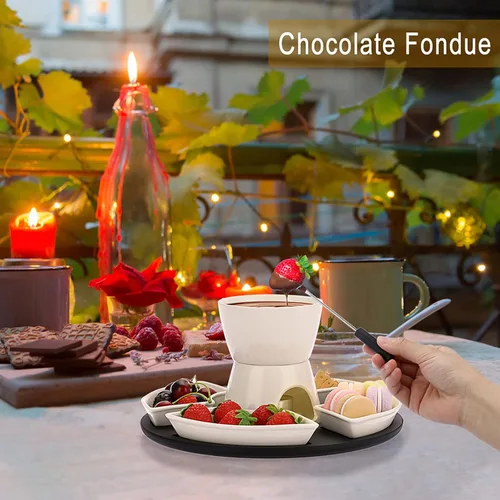Miniatura 3 de BSTKEY Juego de calentador de mantequilla de cerámica de 10.1 fl oz con paleta de madera, juego de ollas para fondue, juego de cuencos para derretir
