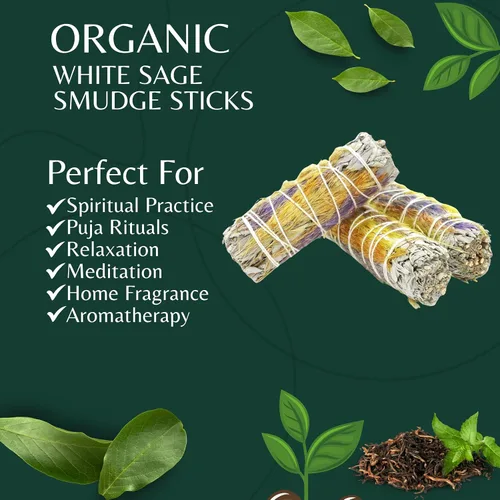 Miniatura 4 de SOUL STICKS Paquete de 3 barras de salvia blanca floral con flores para limpiar el hogar, meditación, yoga, curación y manchas, California de origen