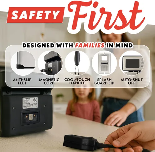 Miniatura 5 de Gourmia Freidora de encimera de 3.2 cuartos de galón: freidora de aceite eléctrica con pantalla digital, control de temperatura ajustable de 280 °F