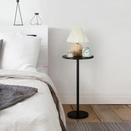 Miniatura 5 de Vrisa Mesa de bebida para espacios pequeños, pedestal redondo, pequeña y moderna, mesa auxiliar de Martini para sala de estar, dormitorio, sofá