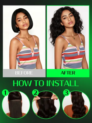 Miniatura 6 de Anrosa Extensiones de cabello humano de 18 pulgadas con clip P #4/27, onda natural, cabello humano Remy real, color piano #4 con color rubio fresa