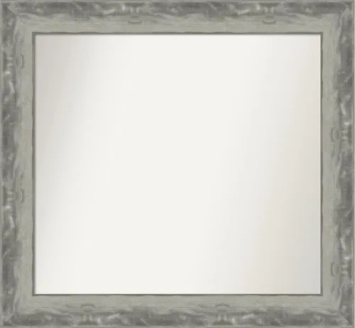 Miniatura 131 de Amanti Art Espejo de baño plateado para sobre el fregadero, 24 x 24 pulgadas, espejo cuadrado de peltre forjado a medida, marco de madera casual