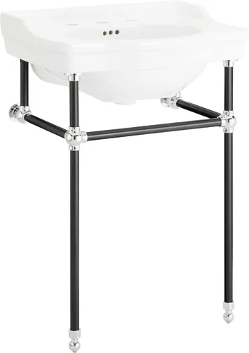Miniatura 9 de Signature Hardware 480510 Cierra - Lavabo de baño con consola de porcelana vítrea de 24-1/4 pulgadas con 3 orificios para grifo en centros de 8