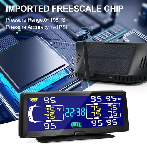 Miniatura 4 de Hieha Sistema de monitoreo de presión de neumáticos para RV, TPMS solar de 7.84” para RV, remolque de viaje, camión de viaje, quinta rueda