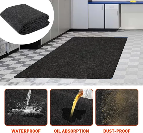 Miniatura 2 de Tapete de estacionamiento para carrito de golf, 4.9 pies x 9.1 pies, tapete de garaje absorbente de aceite, impermeable, capa trasera de goma