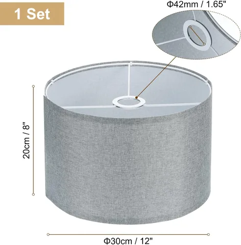 Miniatura 2 de PATIKIL Pantallas de lámpara de tambor, 12 x 12 x 8 pulgadas, pantalla de lino de fácil montaje para lámparas de mesa, lámparas de pie, luces Gris