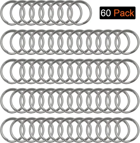 Miniatura 2 de BokWin 60 llaveros pequeños, anillos divididos de acero inoxidable, mini anillo de salto dividido con bucles dobles, llaveros redondos, anillos
