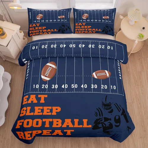 Miniatura 10 de MWMWMW Juego de edredón deportivo para niños, juego de ropa de cama para niños, juego de edredón de 3 piezas, tamaño matrimonial con 1 funda