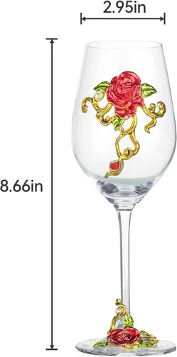 Miniatura 6 de jessie Copa de vino pintada a mano con flores esmaltadas, copa de vino de ginebra para cumpleaños, día de la madre, regalos