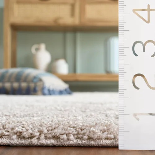 Miniatura 5 de SAFAVIEH Florida Shag Collection - Alfombra de área de 5 pies 3 pulgadas x 7 pies 6 pulgadas, beige y gris azulado, diseño de volutas, no desprende