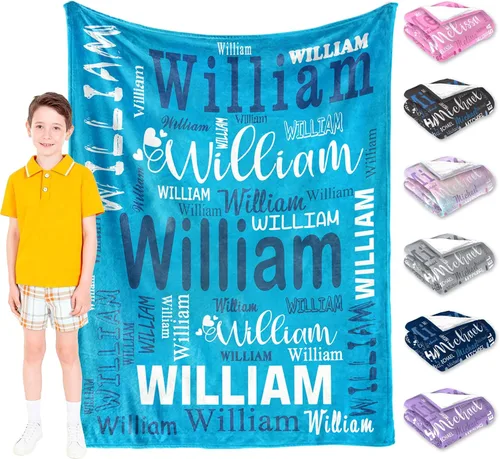 Miniatura 7 de Manta Personalizada para Adolescentes Varones Manta Personalizada con Nombre Manta de Franela Ultra-Suave con Nombre para Niños Regalos