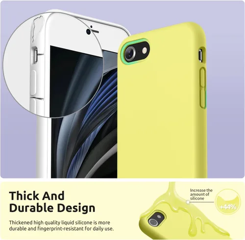 Miniatura 3 de Surphy - Carcasa de silicona compatible con iPhone SE 2020, iPhone 8, iPhone 7, funda de silicona líquida (con forro de microfibra) para iPhone 7