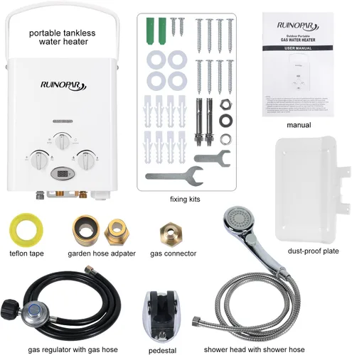 Miniatura 6 de Calentador de agua portátil sin tanque de propano – 6L 1.58GPM RV calentador de agua de gas bajo demanda con pantalla digital para exteriores