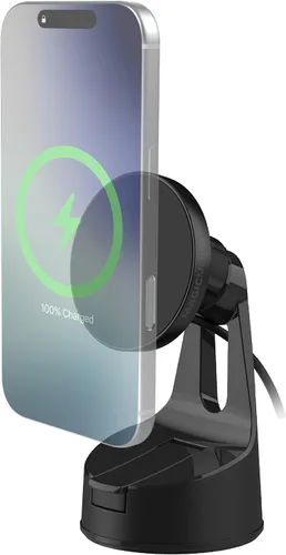 Miniatura 11 de Scosche MPQTRDV Qi2 MagSafe - Cargador de coche de 25 W de carga inalámbrica rápida para ventilación o tablero, soporte magnético para teléfono