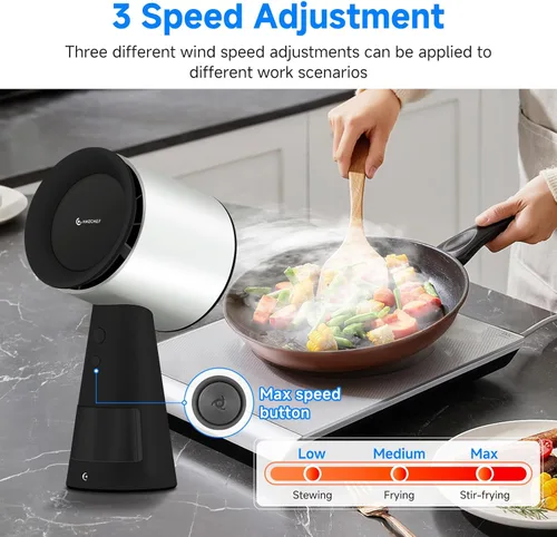 Miniatura 6 de AMZCHEF Campana extractora portátil, ventilador de escritorio de 3 velocidades para barbacoa interior y olla caliente, campana de ventilación