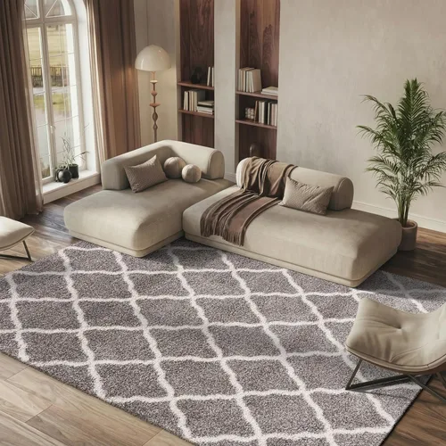 Miniatura 37 de SAFAVIEH Hudson Shag Collection - Alfombra extragrande de 11 x 15 pies, diseño de enrejado, no desprende pelusa y de fácil cuidado, 2 pulgadas