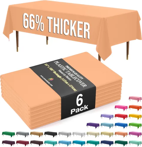 Miniatura 57 de Exquisite 66% Thicker Premium Plastic Table Cloth Rectangle Table Cover 0.5 Mil 6 Pack Aqua Table Cloth 54 Inch x 108 Inch Disposable Tablecloth