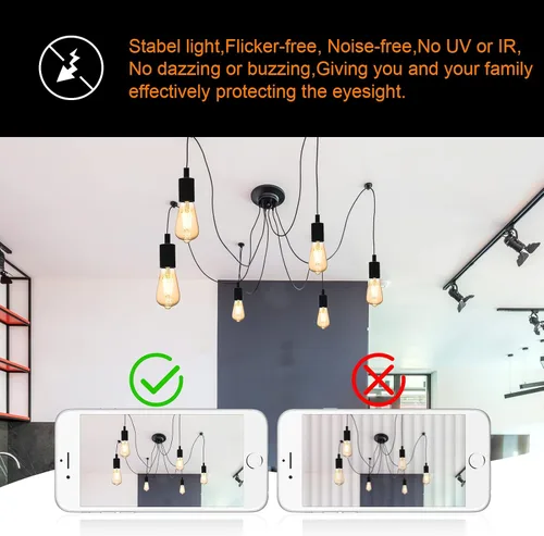 Miniatura 7 de LUXON Bombillas LED Edison, 4 vatios (equivalente a 40 W), regulables, luz diurna de 4000 K (vidrio ámbar) con CRI 90+, bombillas Edison