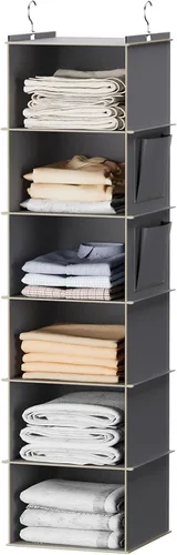 YOUDENOVA - Organizadores y almacenamiento colgante para el clóset, 6 estantes de almacenamiento colgantes para clóset, gris