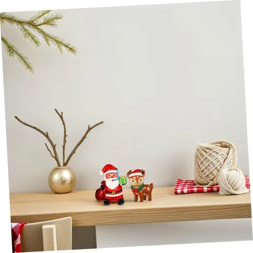 Miniatura 7 de Totority 2 piezas de decoración de acuario de Navidad, Papá Noel, reno, resina, pecera, adornos para decoración navideña, seguros y resistentes al