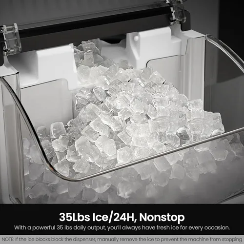 Miniatura 2 de Kismile Nugget - Máquinas de hielo para encimera, portátil con hielo triturado, 35 libras/día, autolimpieza, operación con un clic para uso